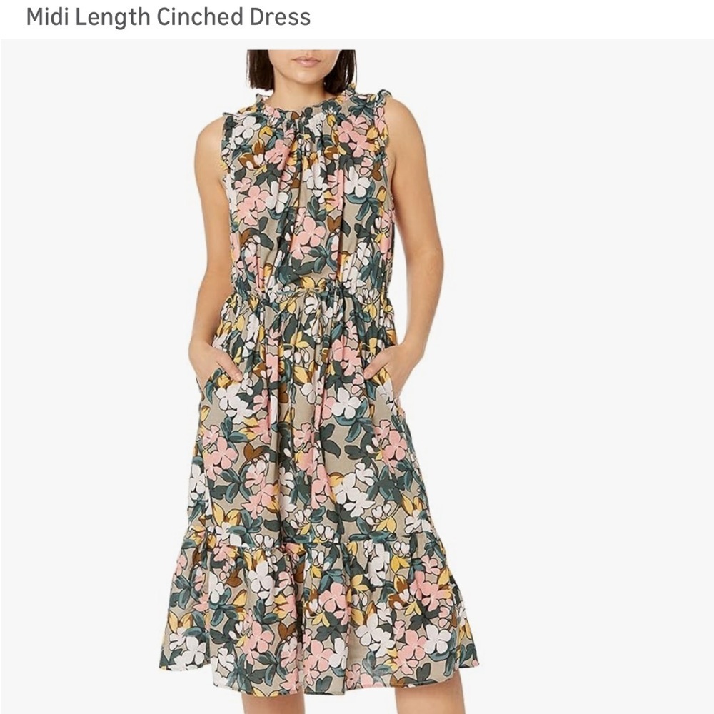 Velvet by Graham & Spencer Morgan Green Floral Cinched Dress Women’s Medium